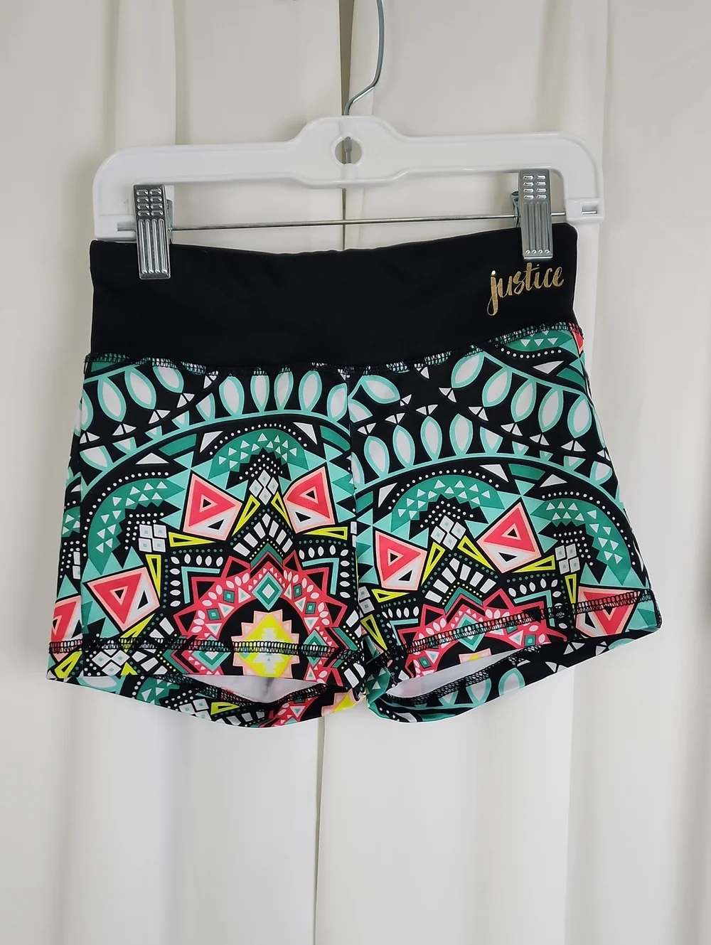 Justice Active Tribal Print Compression Shorts Black Size 8
